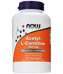 NOW Acetyl L-Carnitine 500mg, 200 Capsules Veg