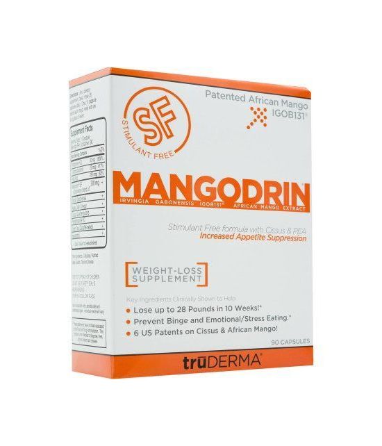 Truderma Mangodrin Stimulant Mango gratuit africaine perte de poids supplément 90 count