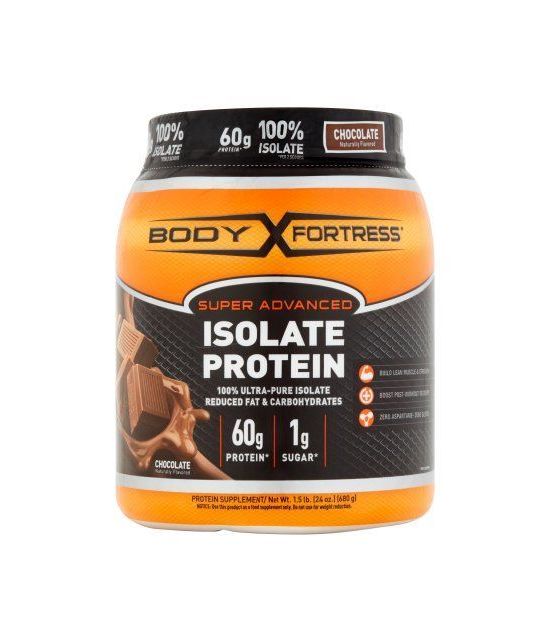 Body Fortress Super Advanced 100% de protéines Isoler Chocolat Complément alimentaire en poudre 21 oz