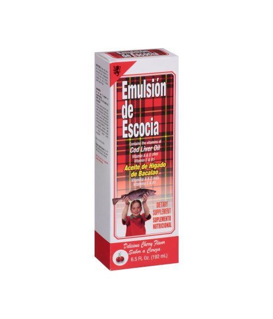 Emulsion de Escocia saveur de cerise Huile de foie de morue Complément alimentaire 65 onces liquides