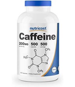NUTRICOST CAFFEINE PILLS 200MG PER SERVING 500 CAPS